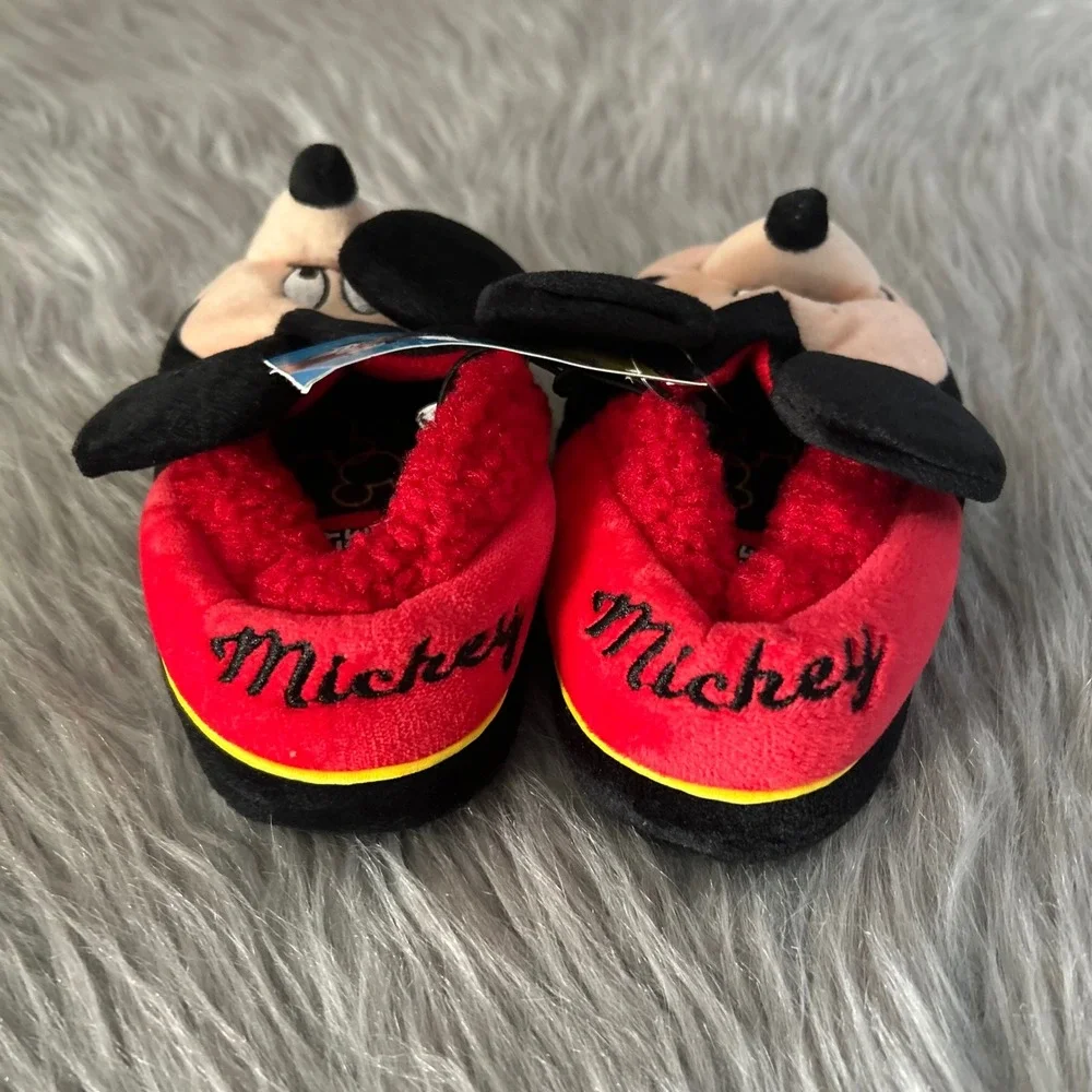 Disney Junior Mickey Mouse Slippers Toddler Boys Size 9-10 Red Slip On Shoes